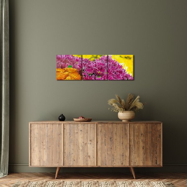 Slika ružičastog cvijeta (sa satom) (90x30 cm)