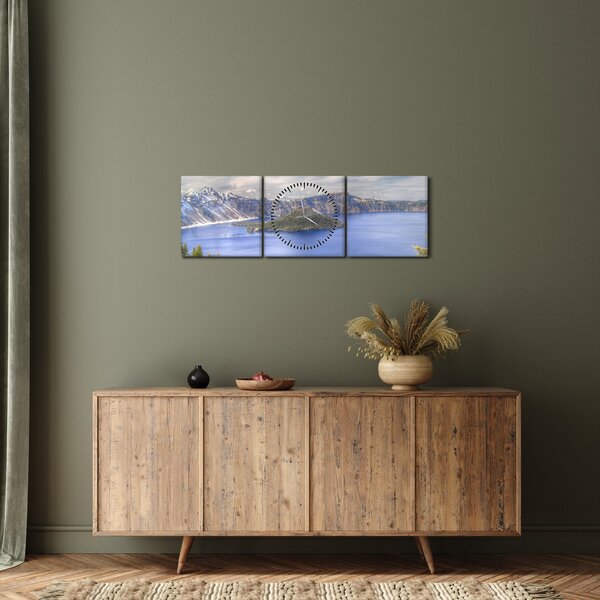 Slika planinskog jezera (sa satom) (90x30 cm)