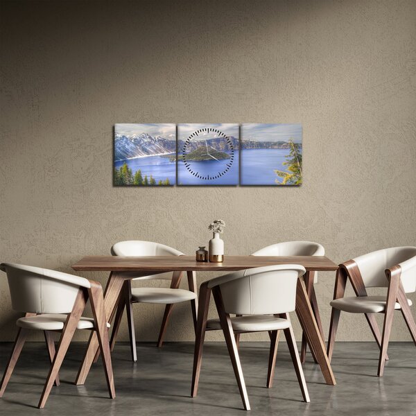 Slika planinskog jezera (sa satom) (90x30 cm)