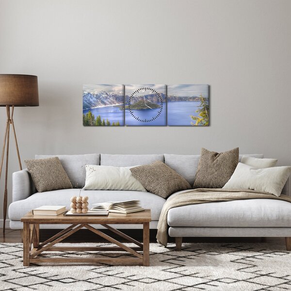 Slika planinskog jezera (sa satom) (90x30 cm)