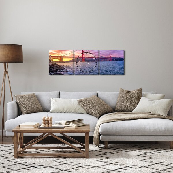 Slika mosta sa zalaskom sunca (sa satom) (90x30 cm)