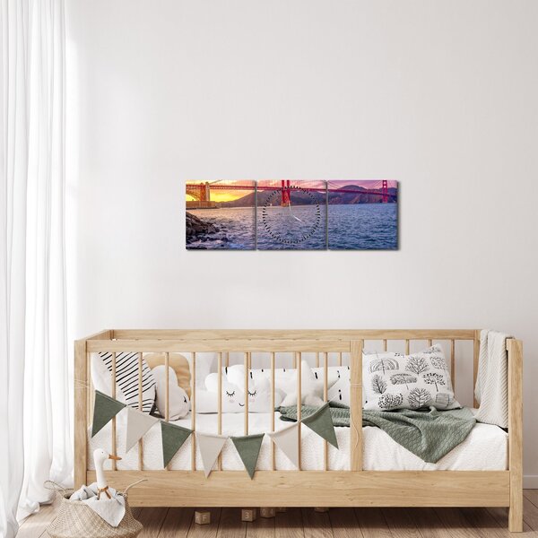 Slika mosta sa zalaskom sunca (sa satom) (90x30 cm)