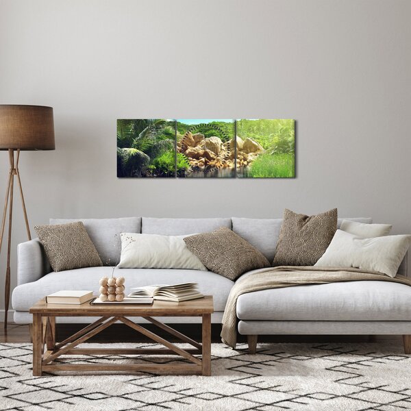 Slika jezera u džungli Sejšela (sa satom) (90x30 cm)