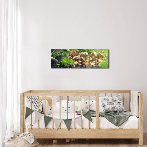 Slika jezera u džungli Sejšela (sa satom) (90x30 cm)