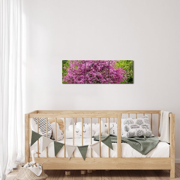 Slika cvjetajućeg stabla na livadi (sa satom) (90x30 cm)