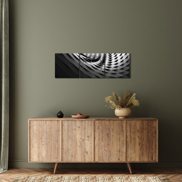 Apstraktna slika - crno-bijela spirala (sa satom) (90x30 cm)