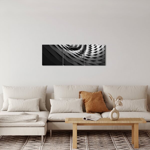 Apstraktna slika - crno-bijela spirala (sa satom) (90x30 cm)