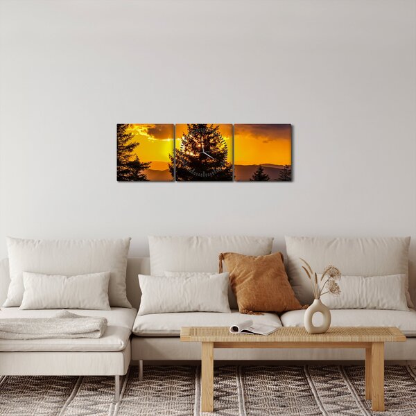 Slika - četinjače (sa satom) (90x30 cm)