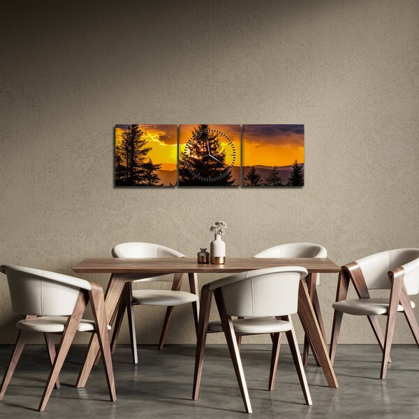 Slika - četinjače (sa satom) (90x30 cm)