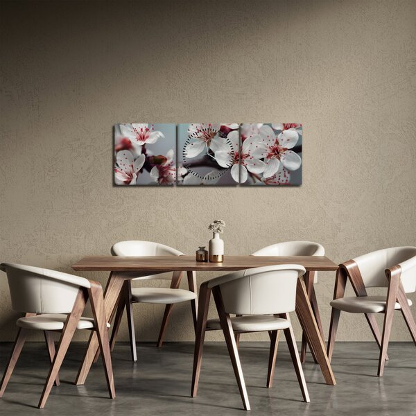 Slika cvijeta - crveni (sa satom) (90x30 cm)