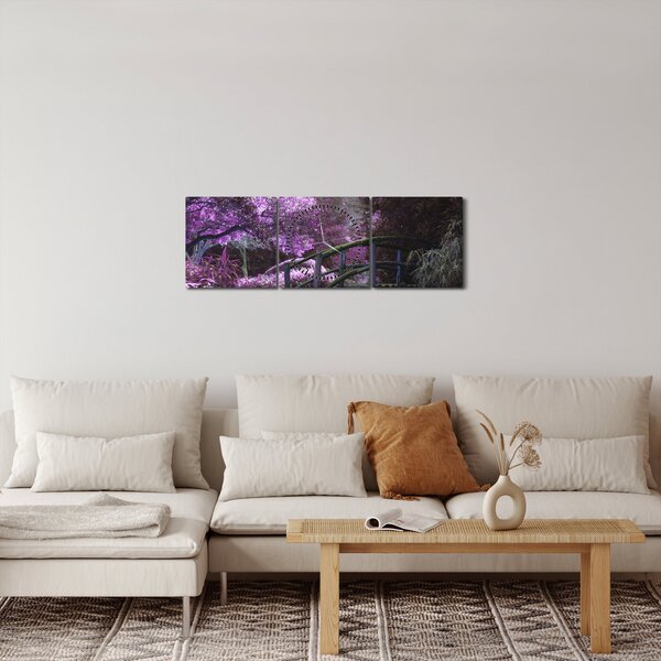 Slika - ljubičasto drveće (sa satom) (90x30 cm)