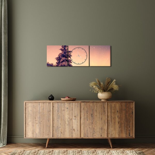Slika snježnog stabla na livadi (sa satom) (90x30 cm)