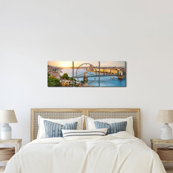 Slika grada Budimpešte s rijekom (sa satom) (90x30 cm)