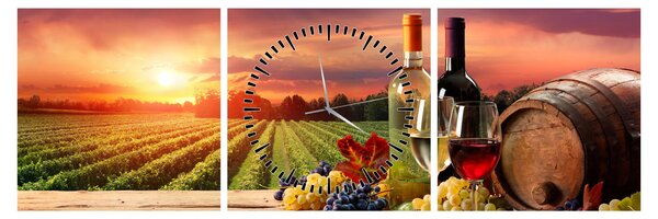 Slika vinograda s vinom (sa satom) (90x30 cm)