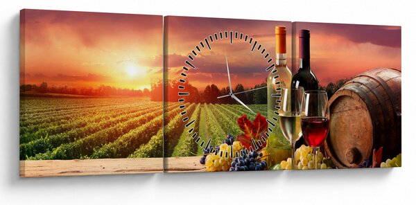 Slika vinograda s vinom (sa satom) (90x30 cm)