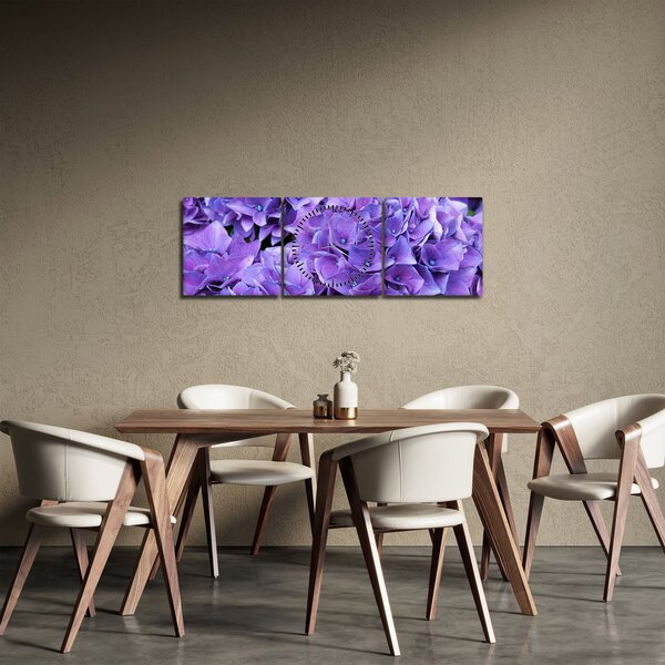 Slika ljubičastog cvijeća (sa satom) (90x30 cm)