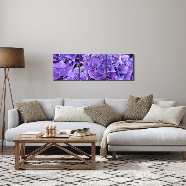 Slika ljubičastog cvijeća (sa satom) (90x30 cm)