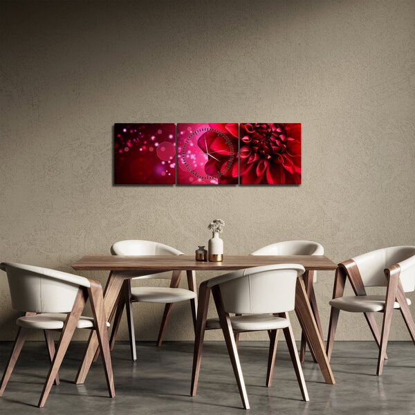 Slika crvenog cvijeta (sa satom) (90x30 cm)