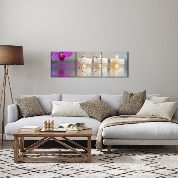 Slika svijeća na vodi (sa satom) (90x30 cm)
