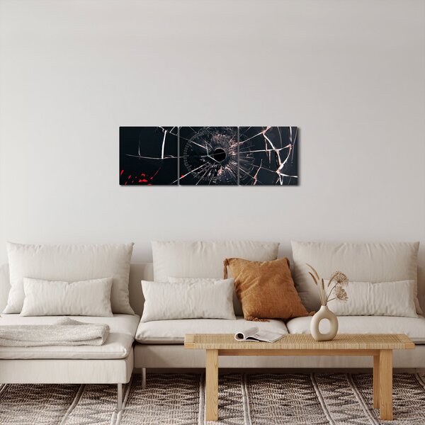 Apstraktna slika - slomljeno staklo (sa satom) (90x30 cm)