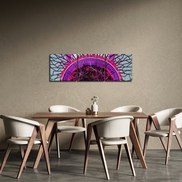 Apstraktna slika - ljubičaste grane (sa satom) (90x30 cm)
