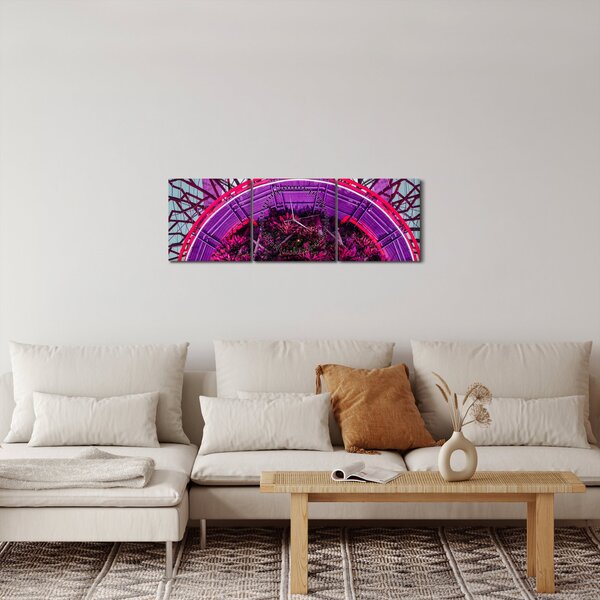 Apstraktna slika - ljubičaste grane (sa satom) (90x30 cm)