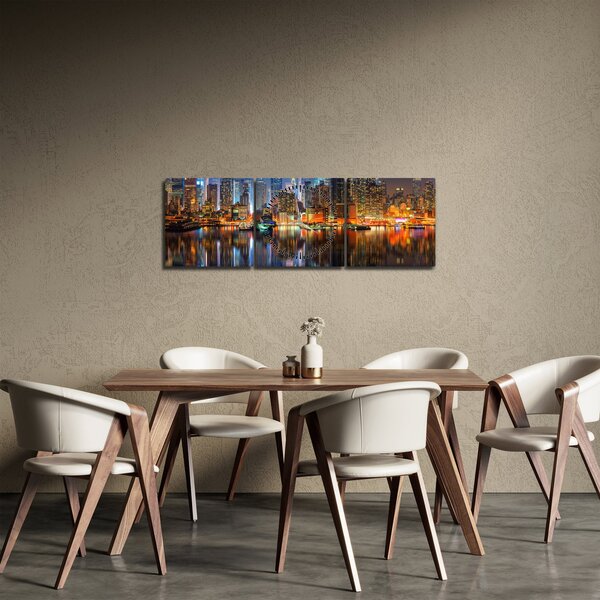 Slika Manhattana noću (sa satom) (90x30 cm)