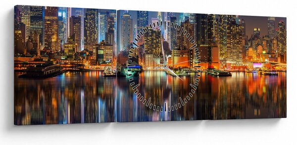 Slika Manhattana noću (sa satom) (90x30 cm)