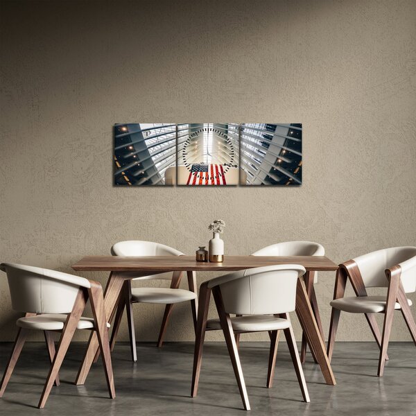 Slika zgrade s američkom zastavom (sa satom) (90x30 cm)