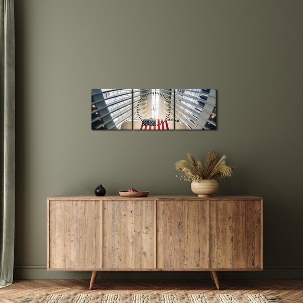 Slika zgrade s američkom zastavom (sa satom) (90x30 cm)