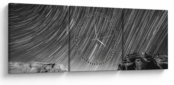 Crno-bijela slika zvjezdanog neba (sa satom) (90x30 cm)