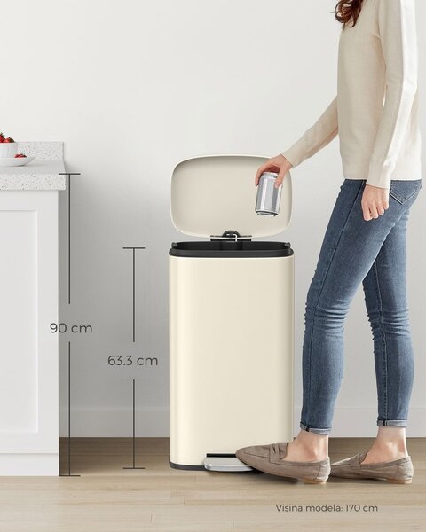 Kanta za smeće (otpad) s tihim zatvaranjem SLOW, 30 l, bež SongmicsHome