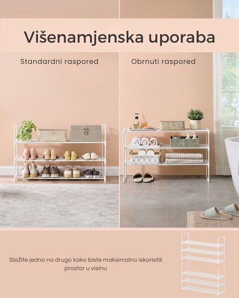 Stalak za cipele TORINO, 3 police, 30x92x55cm, bijela SongmicsHome