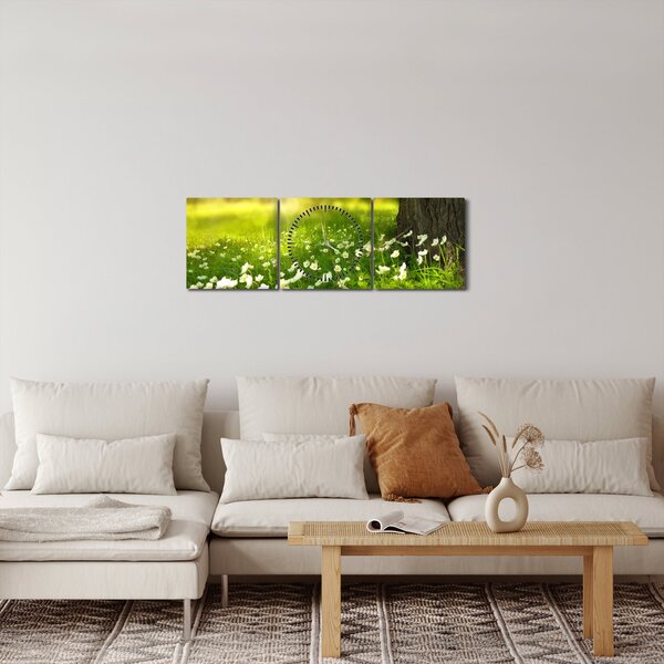 Slika proplanaka i cvijeća (sa satom) (90x30 cm)