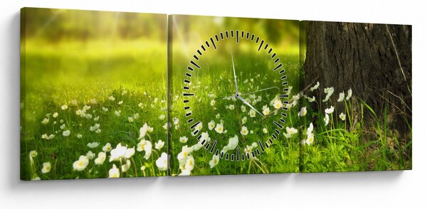 Slika proplanaka i cvijeća (sa satom) (90x30 cm)