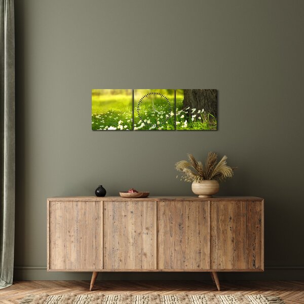 Slika proplanaka i cvijeća (sa satom) (90x30 cm)