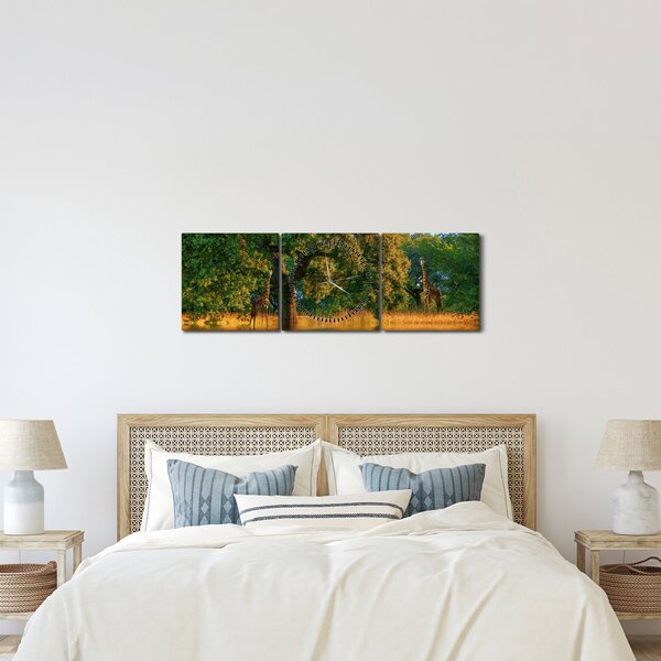 Slika žirafe u divljini (sa satom) (90x30 cm)