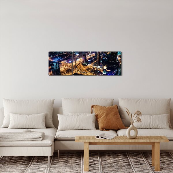 Slika noćnog grada (sa satom) (90x30 cm)