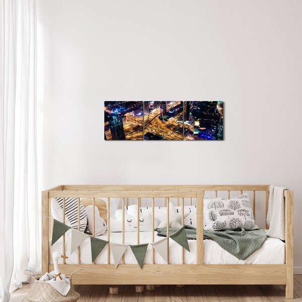 Slika noćnog grada (sa satom) (90x30 cm)