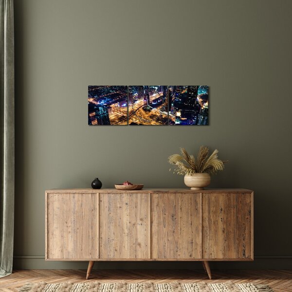 Slika noćnog grada (sa satom) (90x30 cm)