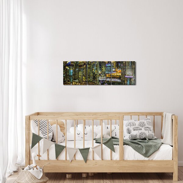 Slika noćnog grada (sa satom) (90x30 cm)