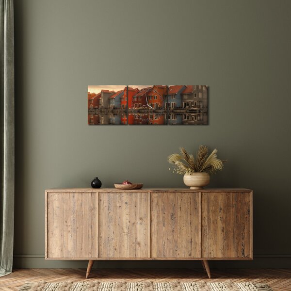 Slika živopisnih kuća (sa satom) (90x30 cm)