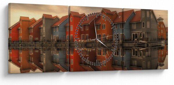 Slika živopisnih kuća (sa satom) (90x30 cm)