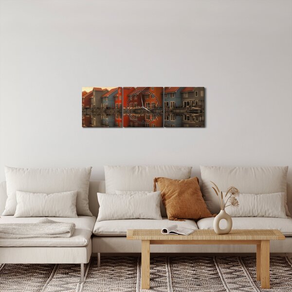 Slika živopisnih kuća (sa satom) (90x30 cm)