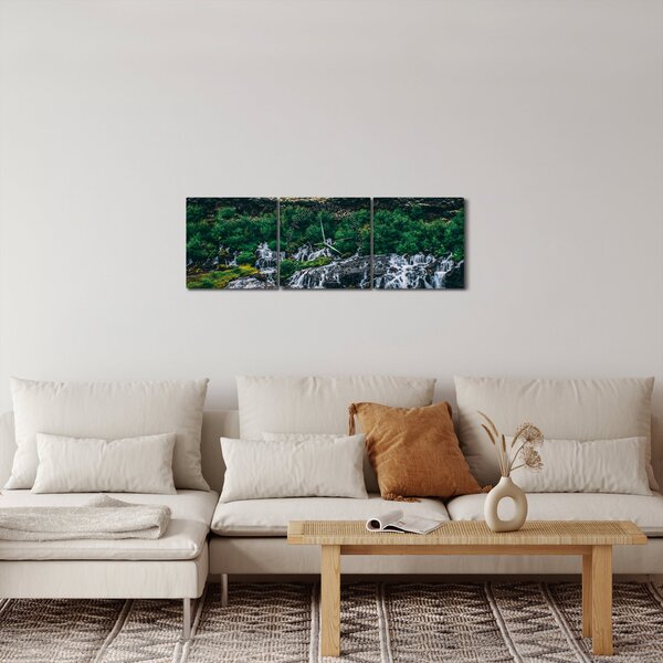 Slika slapova u prirodi (sa satom) (90x30 cm)