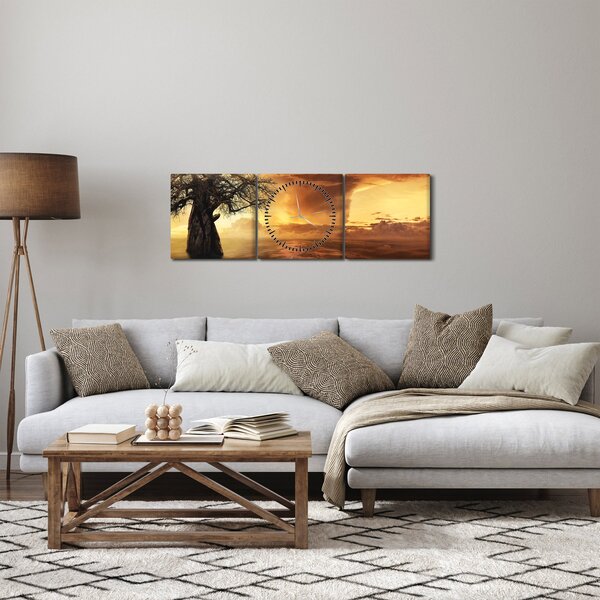 Slika narančastih oblaka (sa satom) (90x30 cm)