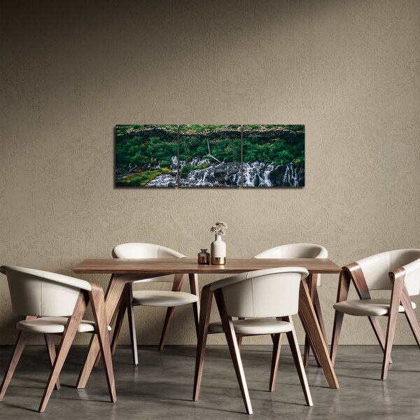 Slika slapova u prirodi (sa satom) (90x30 cm)