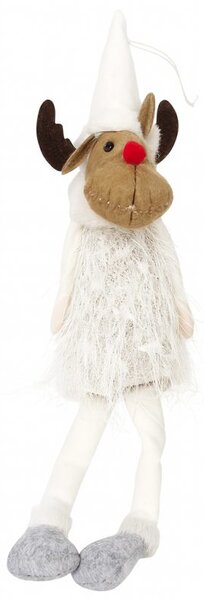 Božićna figura – sjedeći sob od pliša, 37 cm, bijela
