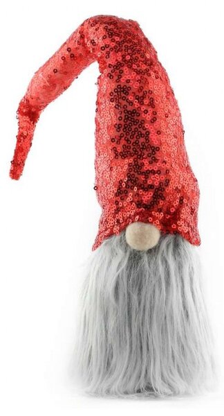 Božićna figura – stojeći patuljak od pliša, 40 cm, crvena