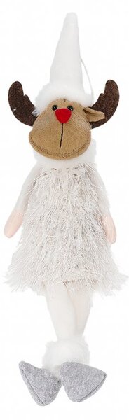 Božićna figura – sjedeći sob od pliša, 37 cm, bijela